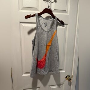Nike Women's Gray Tank Top with Reddish and Orange Swoosh